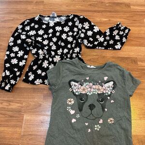 Moonpink / Beautees | T-shirt & Floral Blouse | Girls size 14